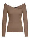 Nome Sweater With Asymmetric Wide Neckline In Brown