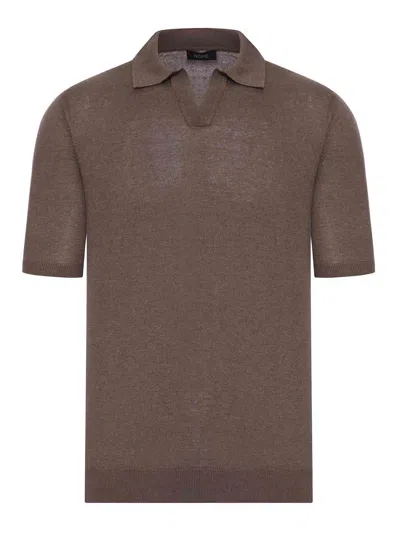 Nome V-neck Polo Shirt With Melange Effect In Silk In Multi
