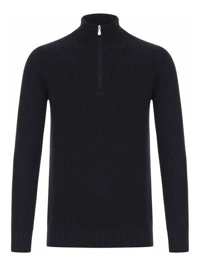 Nome Wool Turtleneck Sweater With Zip In Black