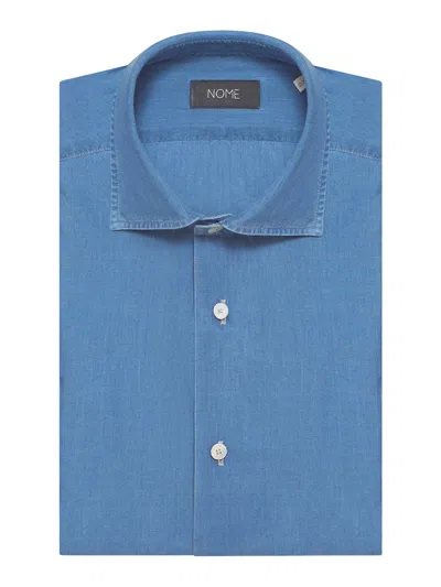 Nome X Xacus Denim Effect Cotton Shirt In Blue