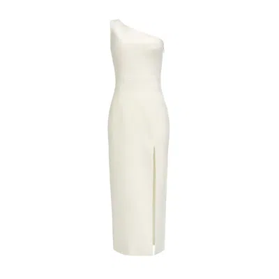 Nomi Fame Women's Dori White Asymmetric Neckline Midi Dress With A Slit