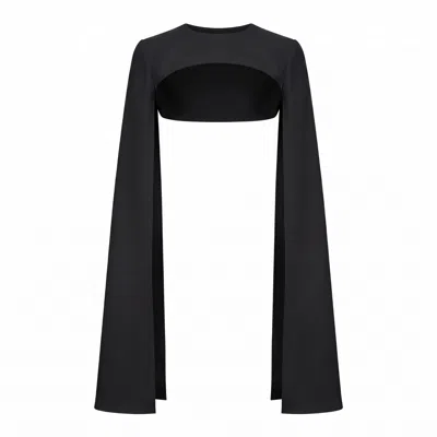 Nomi Fame Women's Hera Black Long-sleeved Cape Overlay