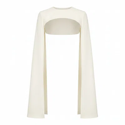 Nomi Fame Women's Hera Creamy White Long-sleeved Cape Overlay