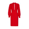 NOMI FAME WOMEN'S MIRA RED LONG SLEEVE CUT OUT CREPE MIDI DRESS
