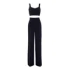 Nomi Fame Mori Black Pant Set With Sleeveless Top In Black