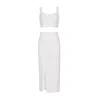 Nomi Fame Women's Noara Creamy White Midi Front Slit Skirt Set In White