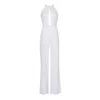 Nomi Fame Women's Nomi White Satin Crepe Split Leg Jumpsuit In White