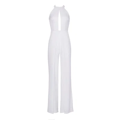 Nomi Fame Women's Nomi White Satin Crepe Split Leg Jumpsuit