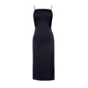 Nomi Fame Women's Ora Black Crepe Satin Midi Dress With Adjustable Straps In Black