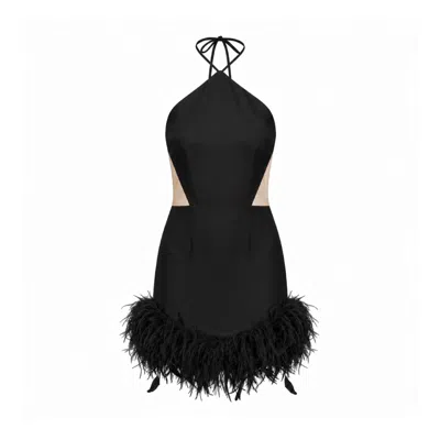 Nomi Fame Women's Peony Black Mini Halter Neck Dress