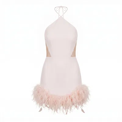 Nomi Fame Women's Peony Soft Pink Mini Halter Neck Dress