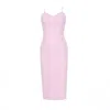Nomi Fame Women's Pink Onda Dusy Rose Crepe Midi Dress With Adjustable Straps In Pink