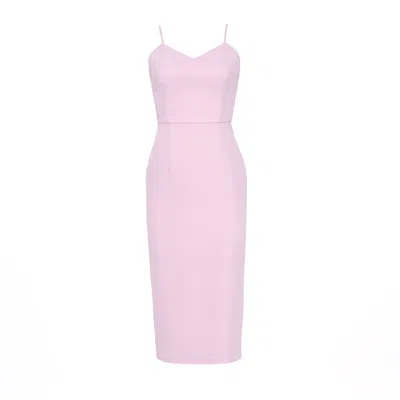 Nomi Fame Women's Pink Onda Dusy Rose Crepe Midi Dress With Adjustable Straps