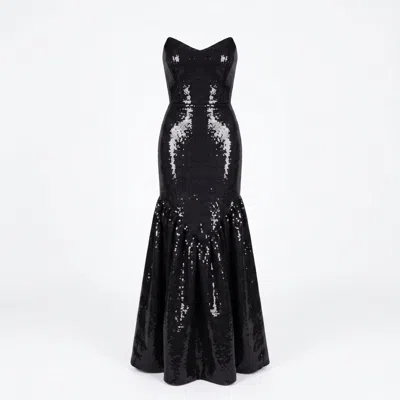 Nomi Fame Women's Siren Black Strapless Corset Mermaid Gown