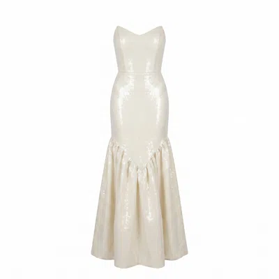 Nomi Fame Women's Siren Creamy White Strapless Corset Mermaid Gown