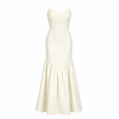 Nomi Fame Women's Siren Creamy White Strapless Corset Mermaid Gown