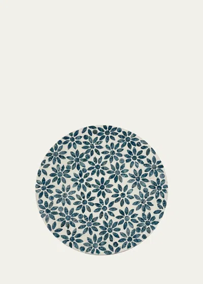 Nomi K Blue Floral Shell Placemat, 15" Round