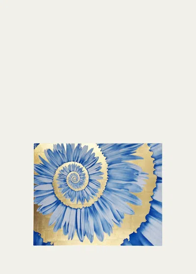 Nomi K Blue Flower Spiral Lacquered Placemat, 14" X 19" In Multi
