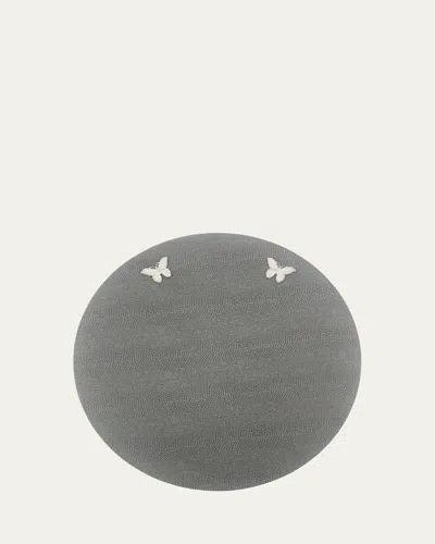 Nomi K Embossed Vegan Leather Placemat With Silver Butterflies In Grey