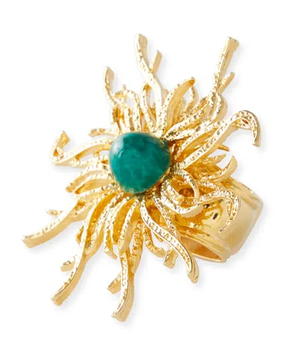 Nomi K Fire Spider Napkin Rings, Set Of 4 In Green/gold