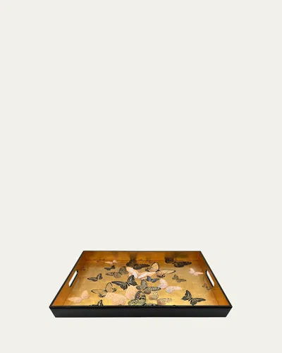 Nomi K Gold Butterfly Lacquer Rectangular Tray
