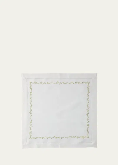 Nomi K Gold Wave Embroidered Napkin In White