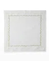 Nomi K Metallic Scroll Border Linen Napkin Set Of 4 In Gold/white