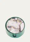 Nomi K Grey Stone Lacquer Coasters & Holder, Set Of 6 In Grey