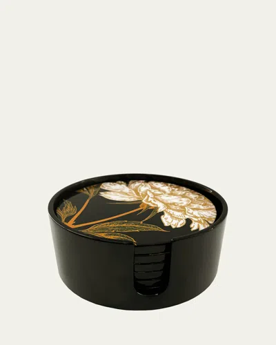 Nomi K Ora Floral Lacquered Wood Coasters, Set Of 6 In Multi