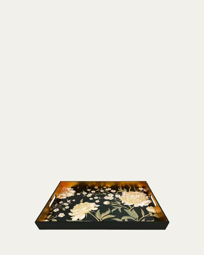 Nomi K Ora Floral Lacquered Wood Tray In Multi