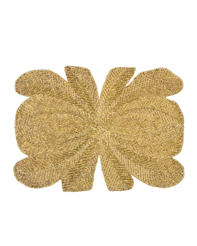 Nomi K Peacock Hand-beaded Placemat, Gold In Neutral