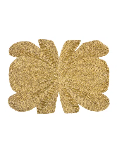 NOMI K PEACOCK HAND-BEADED PLACEMAT, GOLD