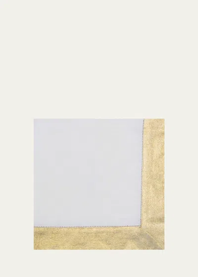 Nomi K Shimmer-border Linen Napkin, Gold