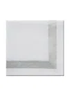 Nomi K Silver Shimmer White New Border Napkin In Silver