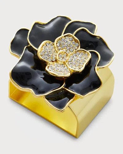 Nomi K Spring Flower Napkin Rings, Set Of 4 In Black