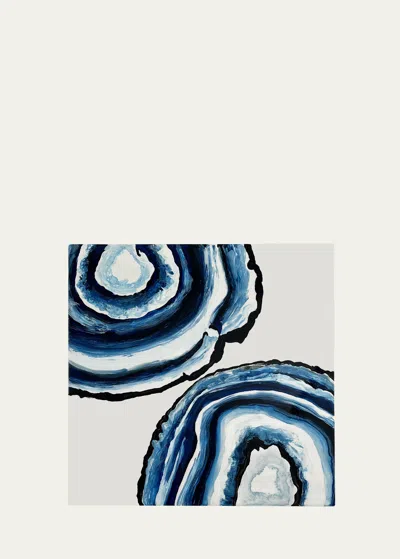 Nomi K Stone Art Matte Painted Placemat, 15" Square In Blue