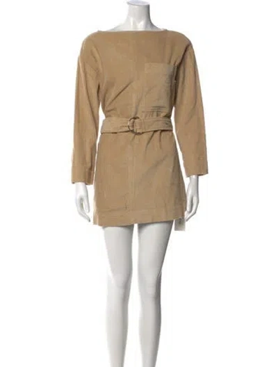 Pre-owned Nomia Bateau Neckline Mini Dress In Neutrals