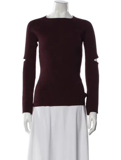 Pre-owned Nomia Crew Neck Long Sleeve Top In Burgundy