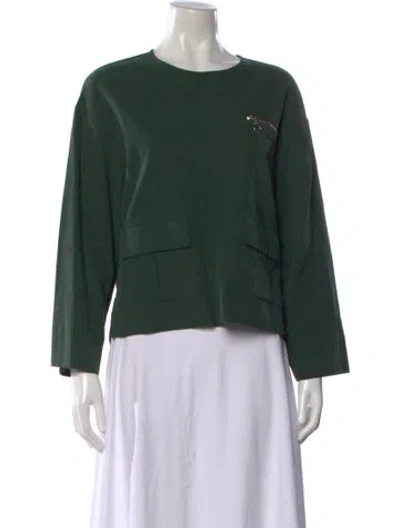 Pre-owned Nomia Crew Neck Long Sleeve Top In Green