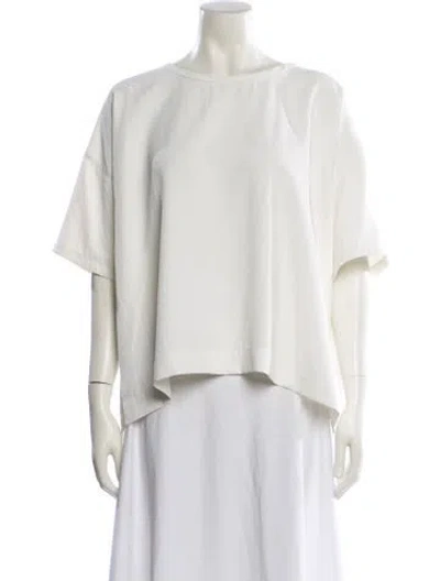 Pre-owned Nomia Crew Neck Short Sleeve Blouse In White