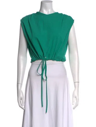 Pre-owned Nomia Crew Neck Sleeveless Crop Top In Green