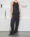 Nomia Crinkle Satin Crossback Cami In Black In Black