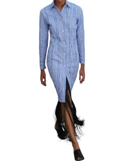 Nomia Fitted Shirtdress In Cobalt/white In Multi