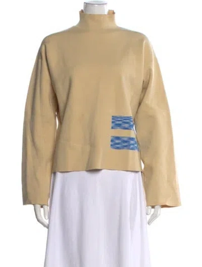 Pre-owned Nomia Graphic Print Mock Neck Top In Neutrals