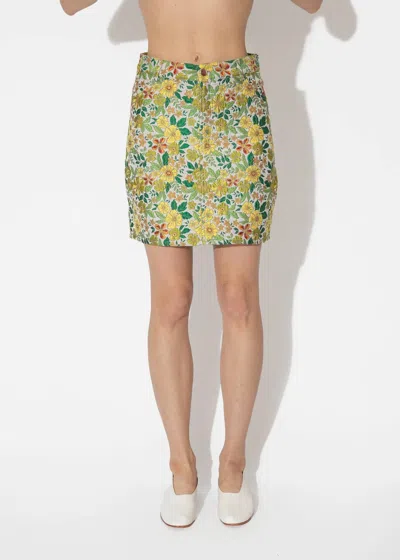 Nomia Jacquard Skirt In Yellow Brocade In Multi