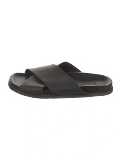 Pre-owned Nomia Leather Slides In Black