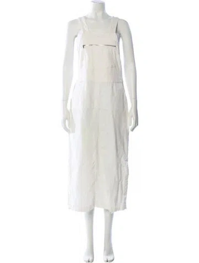 Pre-owned Nomia Linen Long Dress In Neutral