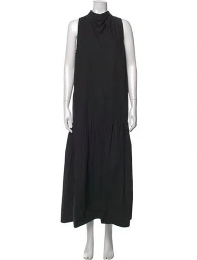 Pre-owned Nomia Mock Neck Long Dress In Black