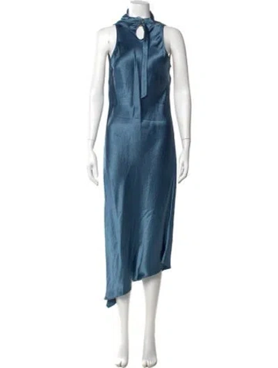 Pre-owned Nomia Mock Neck Long Dress In Blue