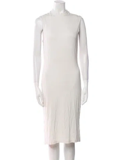 Pre-owned Nomia Mock Neck Midi Length Dress In Neutral